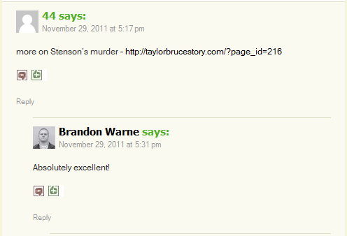 Brandon Warne says "Absolutely excellent!" to Dernell Stenson's murder